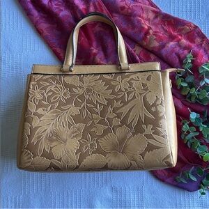 Mellow World Salome Embossed Floral Satchel Mustard